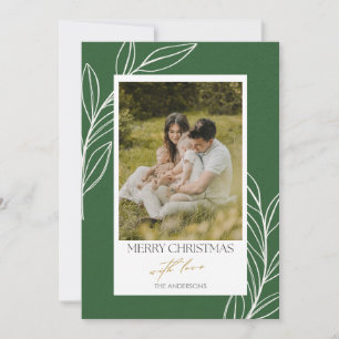 Tarjeta Festiva Foto botánica hojas verdes elegante apellido