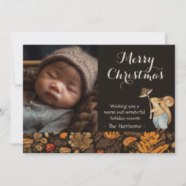 Tarjeta Festiva Foto caprichosa de Navidades forestales de Woodlan