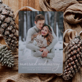 Tarjeta Festiva Foto casada y elegante de Boda Swirl