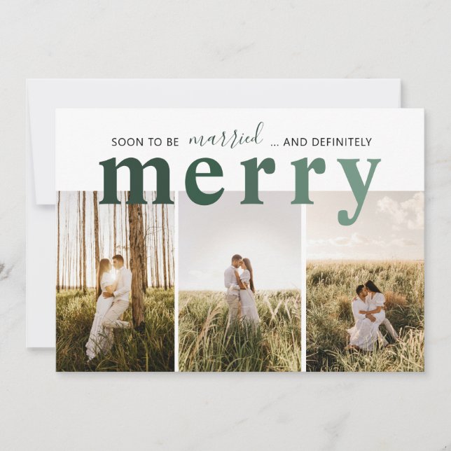 Tarjeta Festiva Foto casada y recién casada de Merry (Anverso)