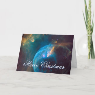 Tarjeta Festiva Foto celeste de burbuja nebulosa teal y aqua