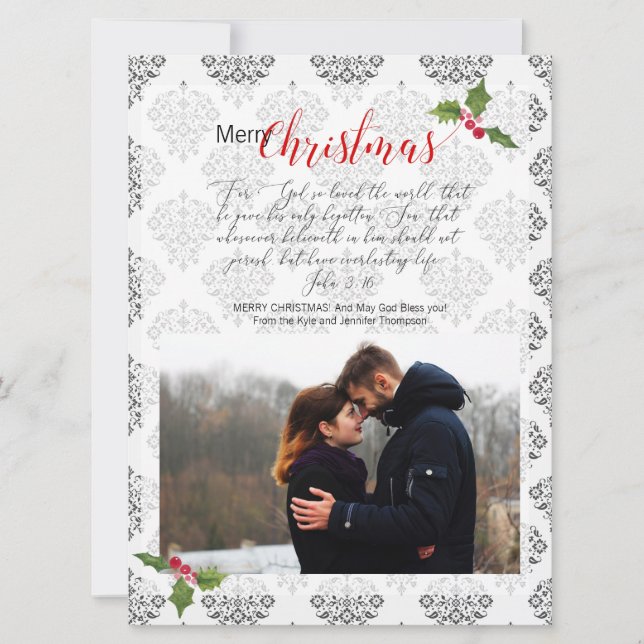 Tarjeta Festiva Foto Christian Card John 3:16 (Anverso)