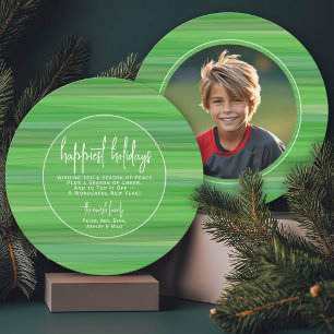 Tarjeta Festiva Foto Circular Moderna Transparente Verde - Más Fel