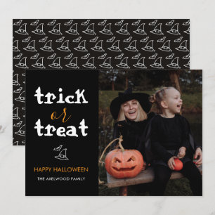 Tarjeta Festiva Foto clásica de Halloween de 'Truco o trato' para