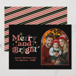 Tarjeta Festiva Foto clásica de la familia de Navidades retro mode