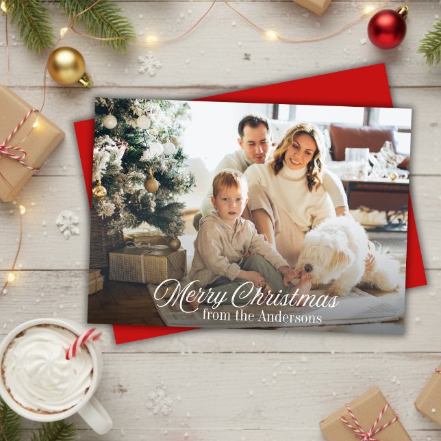 Tarjeta Festiva Foto clásica del Personalizado navideño de merry (Classic Merry Christmas Custom Photo Holiday Card)