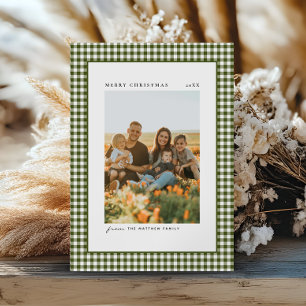 Tarjeta Festiva Foto clásica y elegante de la familia Gingham