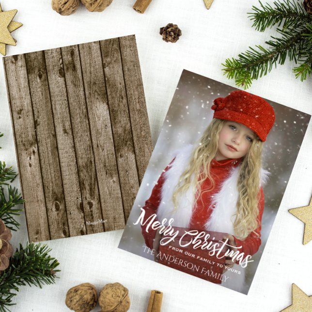 Tarjeta Festiva Foto completa Feliz Navidad, Madera Rústica (Subido por el creador)