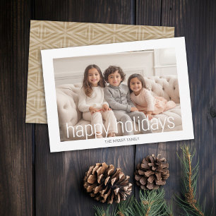 Tarjeta Festiva Foto con borde blanco - Patrón tribal Happiest