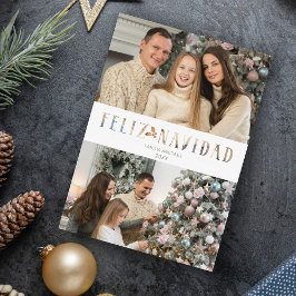 Tarjeta Festiva Foto con efecto de papel recortado en español Feli
