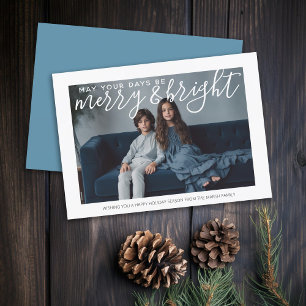 Tarjeta Festiva Foto con enorme Alegre y Brillante - azul pastel