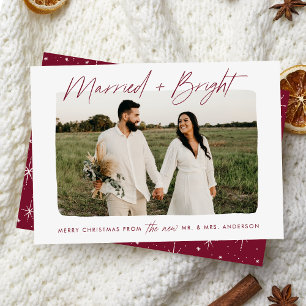 Tarjeta Festiva Foto con guión de Arándano Casados y Brillantes