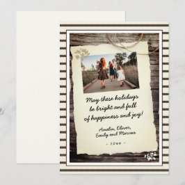 Tarjeta Festiva Foto con guión escrito a mano en papel viejo rústi