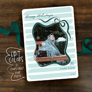 Tarjeta Festiva Foto con lazo caprichoso de color personalizado a