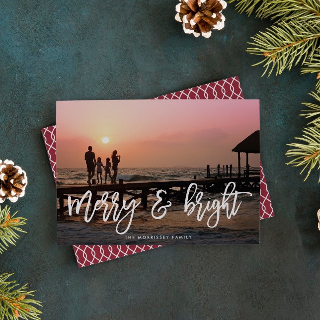 Tarjeta Festiva Foto con letras de Merry & Bright Brush (Subido por el creador)