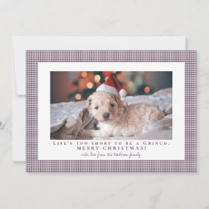 Tarjeta Festiva Foto con marco Houndstooth Dark Byzantium
