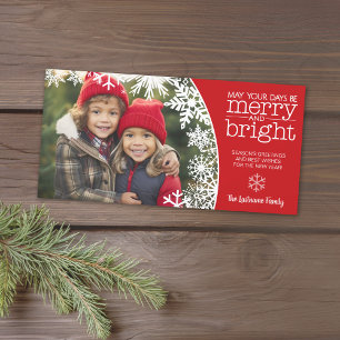 Tarjeta Festiva Foto con Snowflakes - Navidades alegres y brillant