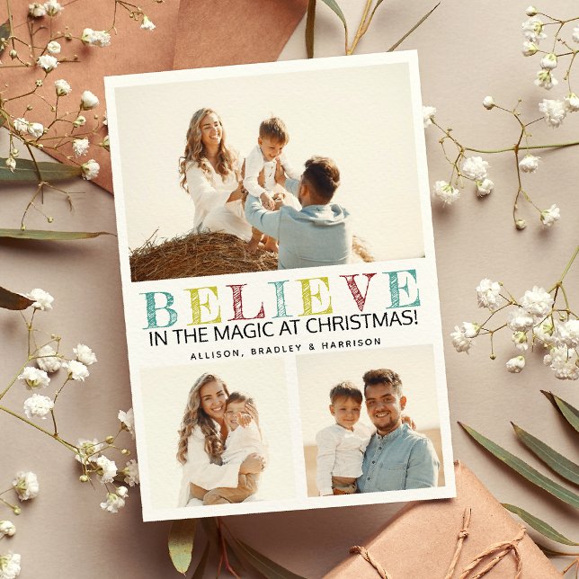 Tarjeta Festiva Foto contemporánea de los Navidades "BELIEVE" (Subido por el creador)