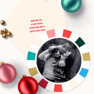 Tarjeta Festiva Foto Cuadrada Colorida Moderna Redonda