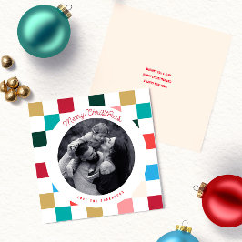 Tarjeta Festiva Foto cuadrada de tablero de ajedrez colorido moder