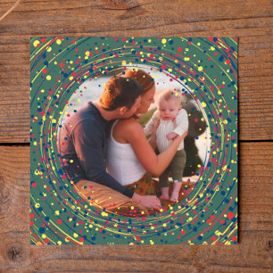 Tarjeta Festiva Foto cuadrada roja verde amarillo feliz año nuevo