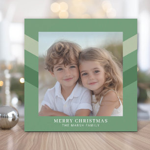 Tarjeta Festiva Foto Cuadrada Simple - Raya Retro Minimalista
