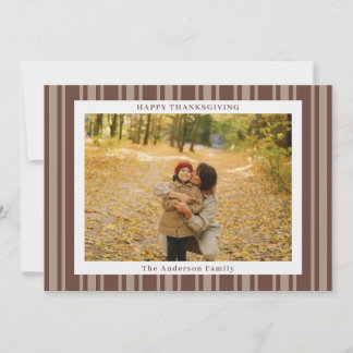 Tarjeta Festiva Foto de Acción de Gracias con Rayas de Otoño