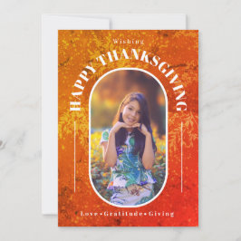 Tarjeta Festiva Foto de Acción de Gracias Naranja moderno Brown