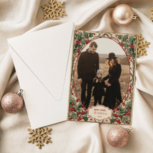 Tarjeta Festiva Foto de acebo y hiedra del viejo mundo