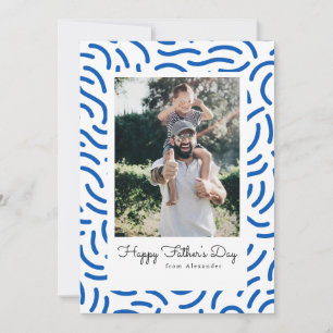 Tarjeta Festiva Foto de Acuarela Azul añil Feliz Día del Padre