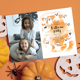 Tarjeta Festiva Foto de acuarela de fiesta de Halloween de fantasm