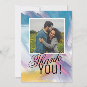 Tarjeta Festiva Foto de agradecimiento personalizada con trazo de