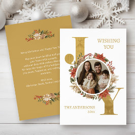 Tarjeta Festiva Foto de alegría elegante dorada con mensaje de Nav