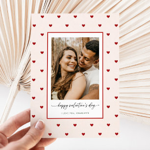 Tarjeta Festiva Foto de amor con corazón rojo moderno día de San V