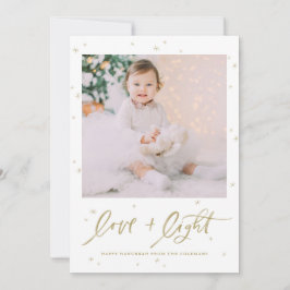 Tarjeta Festiva Foto de Amor y Letras Ligeras Feliz Hanukkah