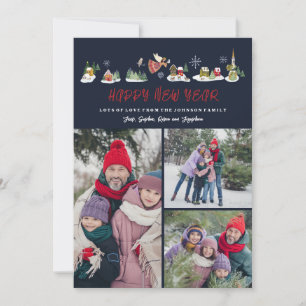 Tarjeta Festiva Foto de Año Nuevo 3 de Cute Angel Peace en la Tier