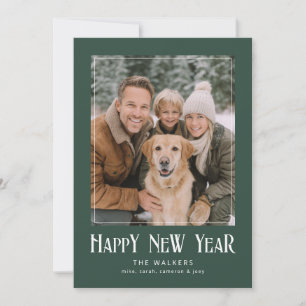 Tarjeta Festiva Foto de Año Nuevo Clásico Enmarcada