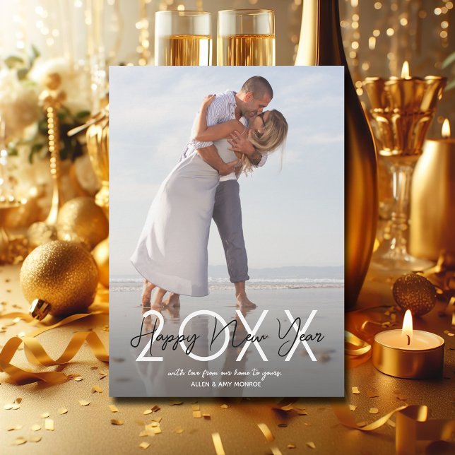 Tarjeta Festiva Foto de Año Nuevo Feliz Moderno (Modern Happy New Year Photo Holiday Greeting Cards)