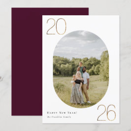 Tarjeta Festiva Foto de Año Nuevo Gold 2026