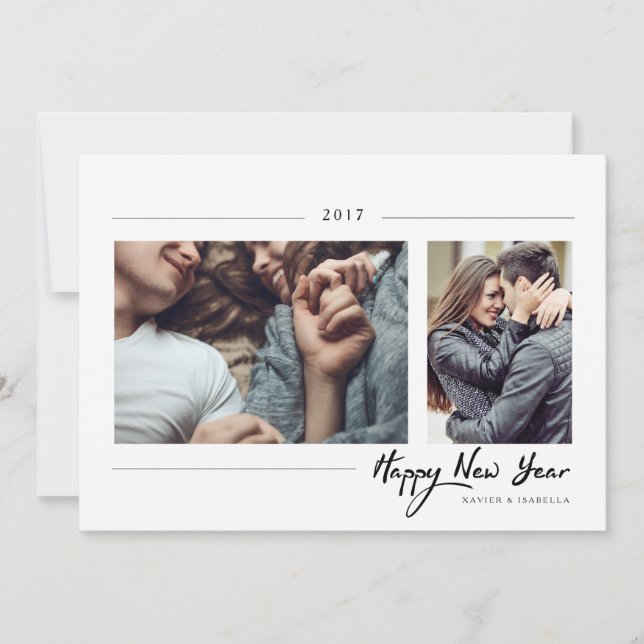 Tarjeta Festiva Foto de Año Nuevo Hipster (Anverso)