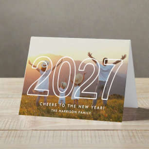 Tarjeta Festiva Foto de Año Nuevo Minimalista 2027