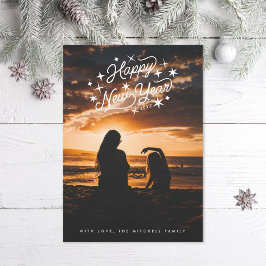 Tarjeta Festiva Foto de Año Nuevo Starry Happy