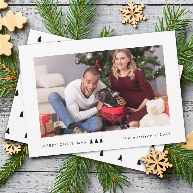 Tarjeta Festiva Foto de árbol moderno (Modern Tree Photo Holiday Card)