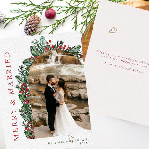 Tarjeta Festiva Foto de Arco de Merry & Married Holly & Berries
