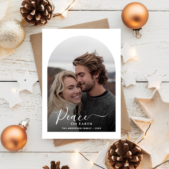 Tarjeta Festiva Foto de Arco de Navidades de la Paz Blanca y Negra (Subido por el creador)