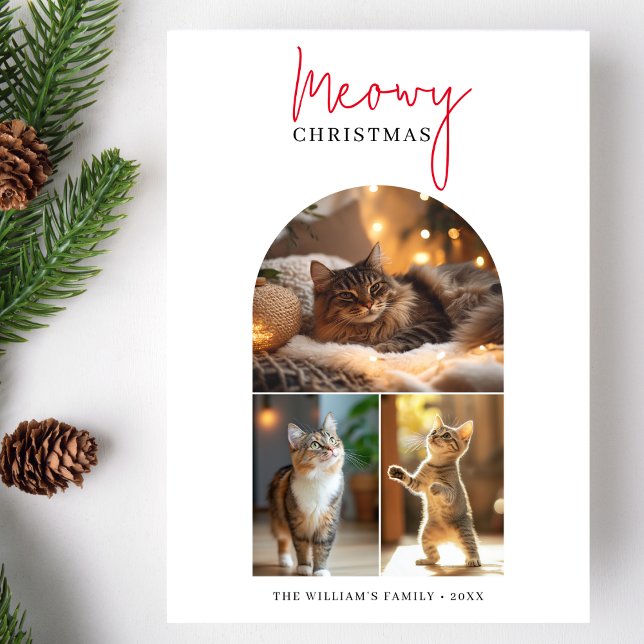Tarjeta Festiva Foto de arco de Navidades de Red Meowy caligrafía (Subido por el creador)