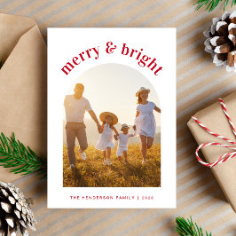 Tarjeta Festiva Foto de Arco Familiar de Merry Bright Navidades