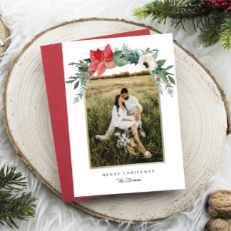 Tarjeta Festiva Foto de Arco Floral de Invierno