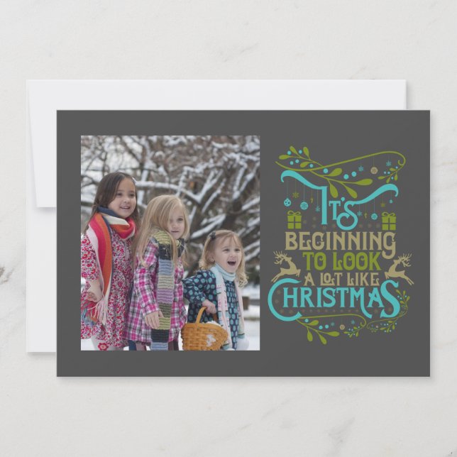 Tarjeta Festiva Foto de arte de palabras de navidades (Anverso)