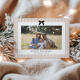 Tarjeta Festiva Foto de banda Preppy Bow Gingerbread